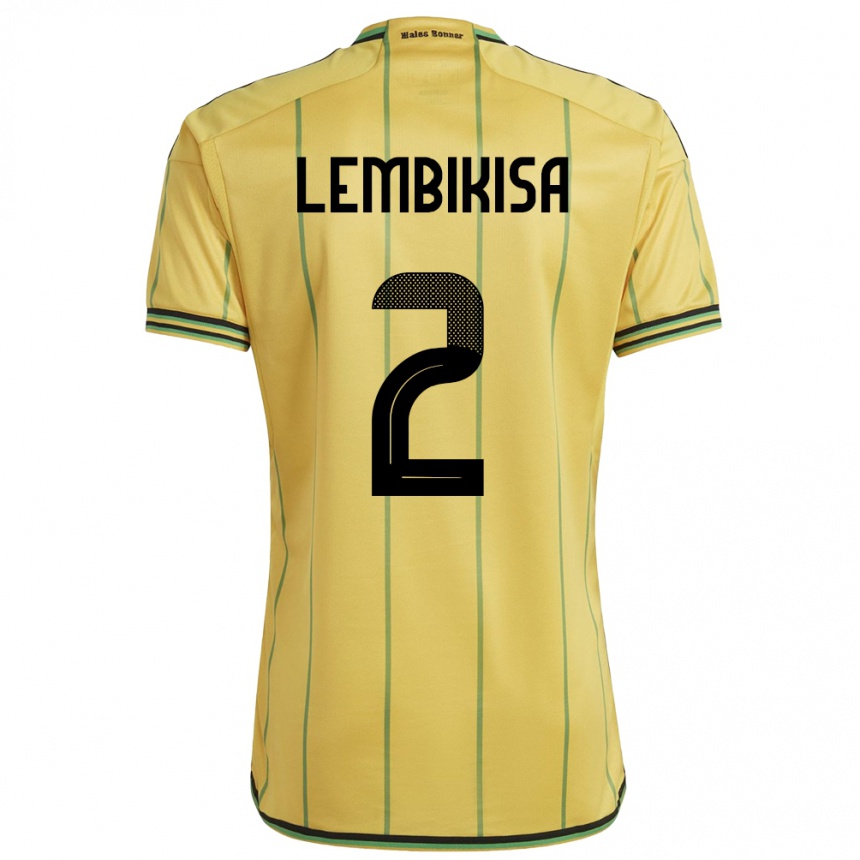 Damen Fußball Jamaika Dexter Lembikisa #2 Gelb Heimtrikot Trikot 24-26 T-Shirt Luxemburg