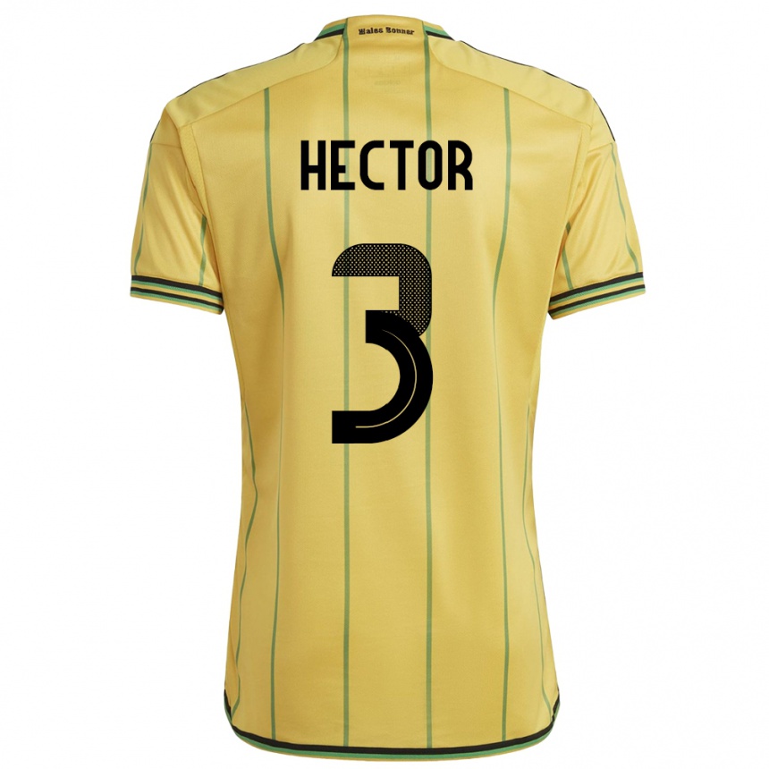 Damen Fußball Jamaika Michael Hector #3 Gelb Heimtrikot Trikot 24-26 T-Shirt Luxemburg