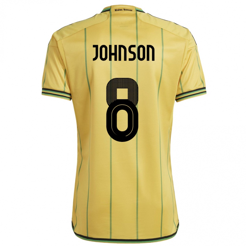 Damen Fußball Jamaika Daniel Johnson #8 Gelb Heimtrikot Trikot 24-26 T-Shirt Luxemburg