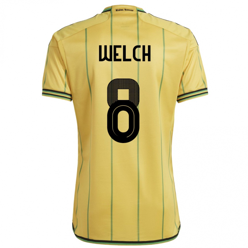 Damen Fußball Jamaika Makai Welch #8 Gelb Heimtrikot Trikot 24-26 T-Shirt Luxemburg