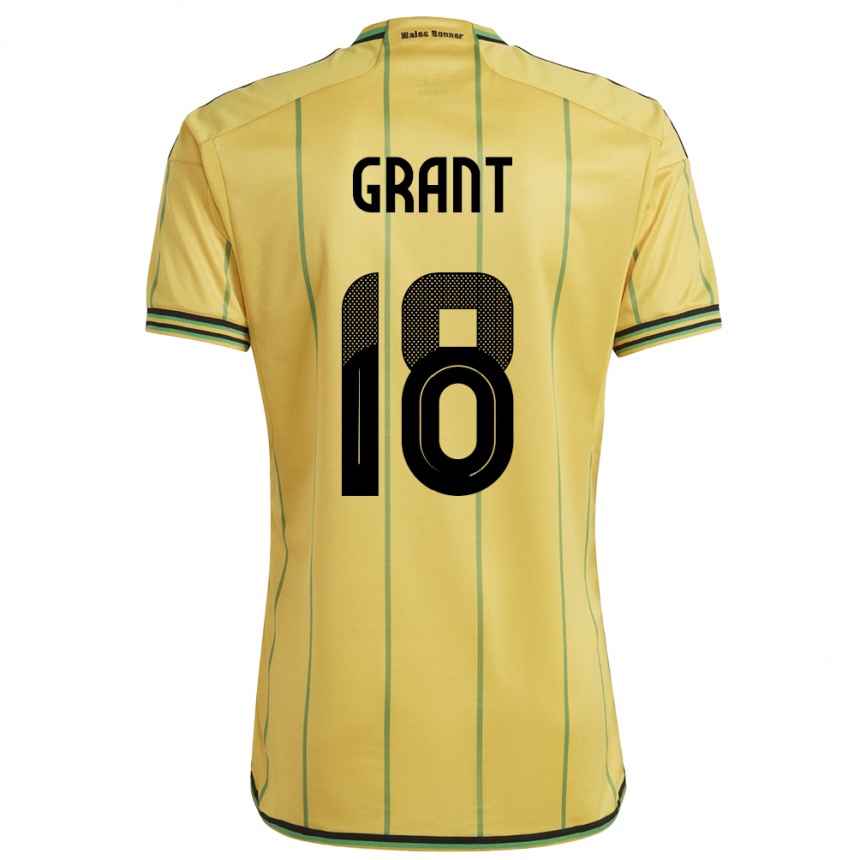 Damen Fußball Jamaika George Grant #18 Gelb Heimtrikot Trikot 24-26 T-Shirt Luxemburg