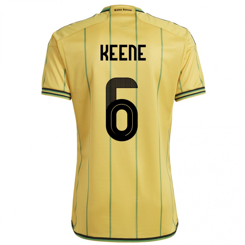 Damen Fußball Jamaika Alika Keene #6 Gelb Heimtrikot Trikot 24-26 T-Shirt Luxemburg