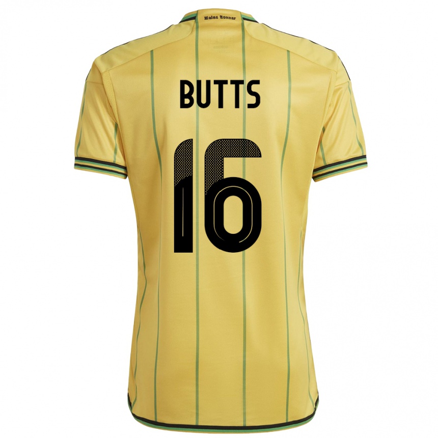 Damen Fußball Jamaika Njeri Butts #16 Gelb Heimtrikot Trikot 24-26 T-Shirt Luxemburg