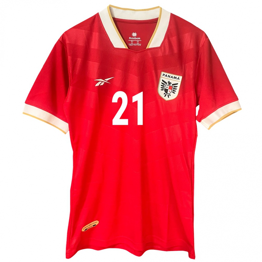 Damen Fußball Panama Nicole De Obaldía #21 Rot Heimtrikot Trikot 24-26 T-Shirt Luxemburg
