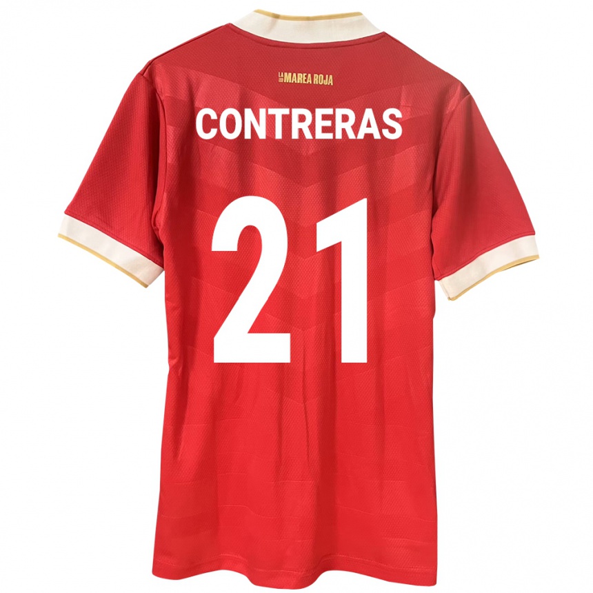 Damen Fußball Panama Davis Contreras #21 Rot Heimtrikot Trikot 24-26 T-Shirt Luxemburg