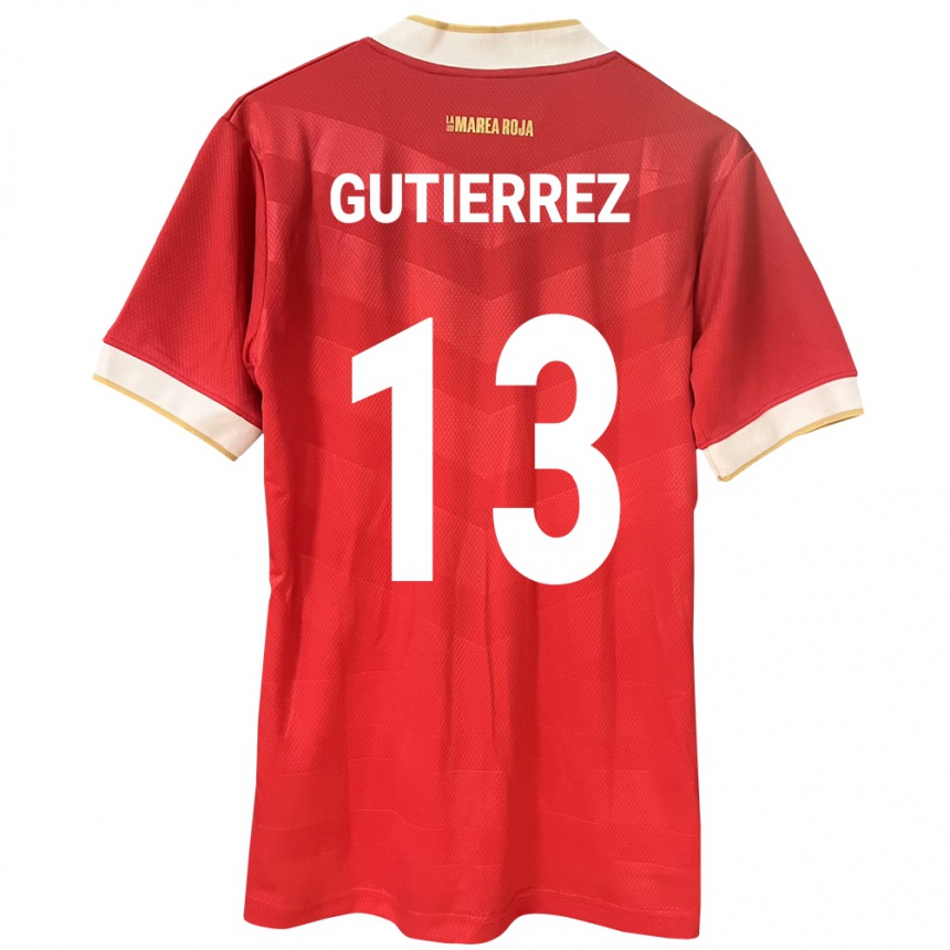 Damen Fußball Panama Mickeylis Gutiérrez #13 Rot Heimtrikot Trikot 24-26 T-Shirt Luxemburg