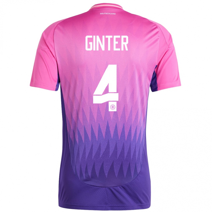 Damen Fußball Deutschland Matthias Ginter #4 Pink Lila Auswärtstrikot Trikot 24-26 T-Shirt Luxemburg