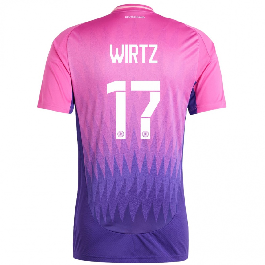 Damen Fußball Deutschland Florian Wirtz #17 Pink Lila Auswärtstrikot Trikot 24-26 T-Shirt Luxemburg