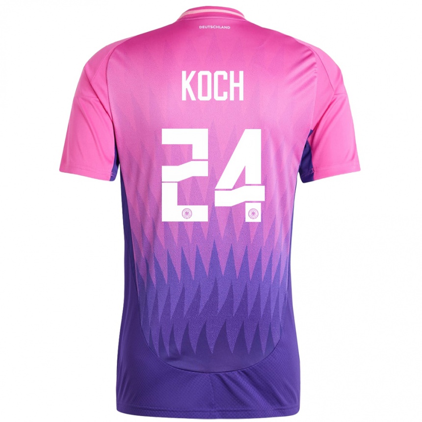 Damen Fußball Deutschland Robin Koch #24 Pink Lila Auswärtstrikot Trikot 24-26 T-Shirt Luxemburg