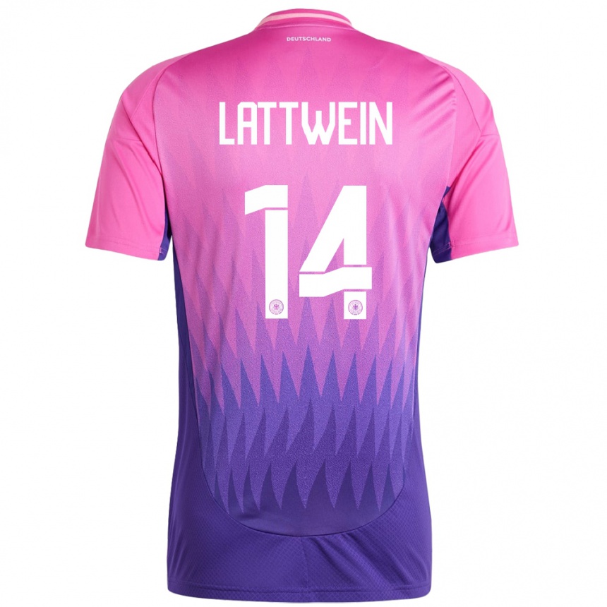 Damen Fußball Deutschland Lena Lattwein #14 Pink Lila Auswärtstrikot Trikot 24-26 T-Shirt Luxemburg