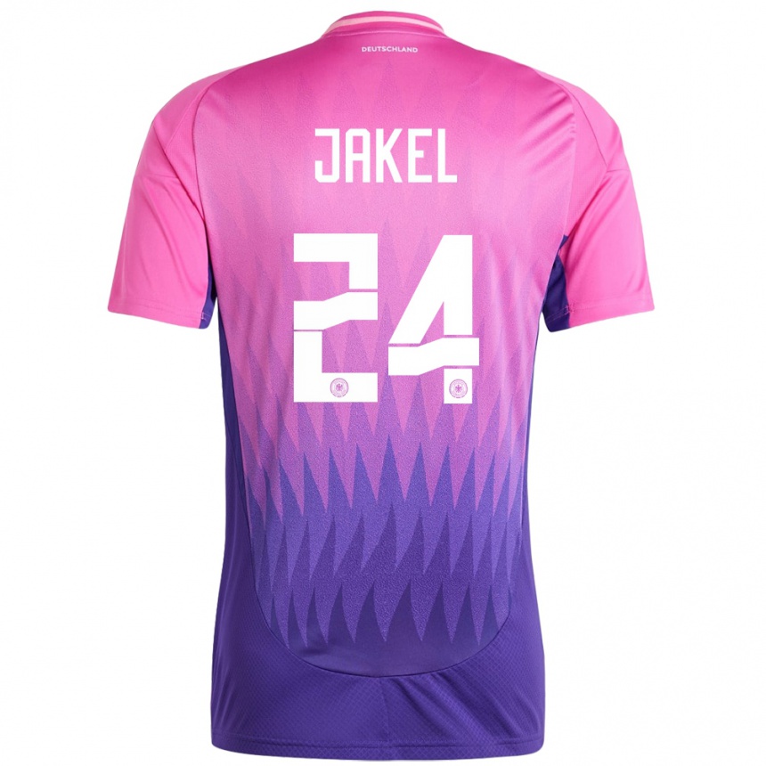 Damen Fußball Deutschland Frederik Jakel #24 Pink Lila Auswärtstrikot Trikot 24-26 T-Shirt Luxemburg