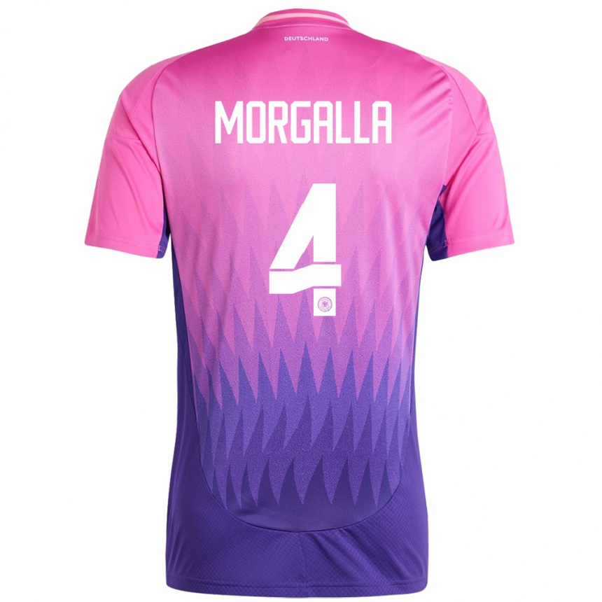 Damen Fußball Deutschland Leandro Morgalla #4 Pink Lila Auswärtstrikot Trikot 24-26 T-Shirt Luxemburg