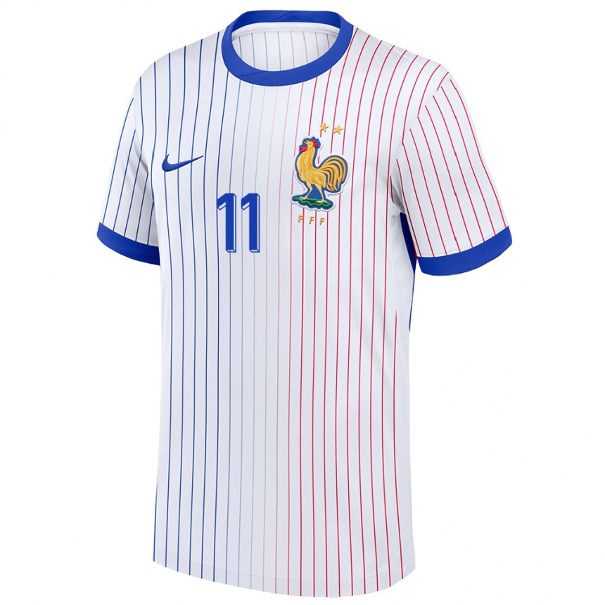 Damen Fußball Frankreich Amine Gouiri #11 Weiß Auswärtstrikot Trikot 24-26 T-Shirt Luxemburg