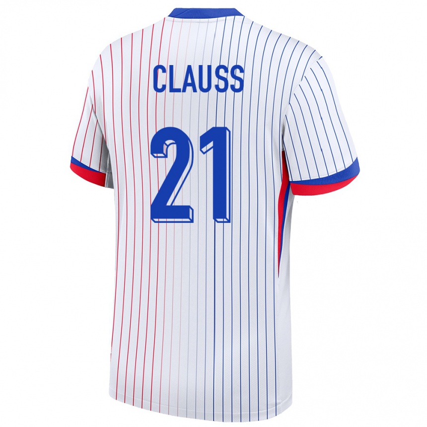 Damen Fußball Frankreich Jonathan Clauss #21 Weiß Auswärtstrikot Trikot 24-26 T-Shirt Luxemburg