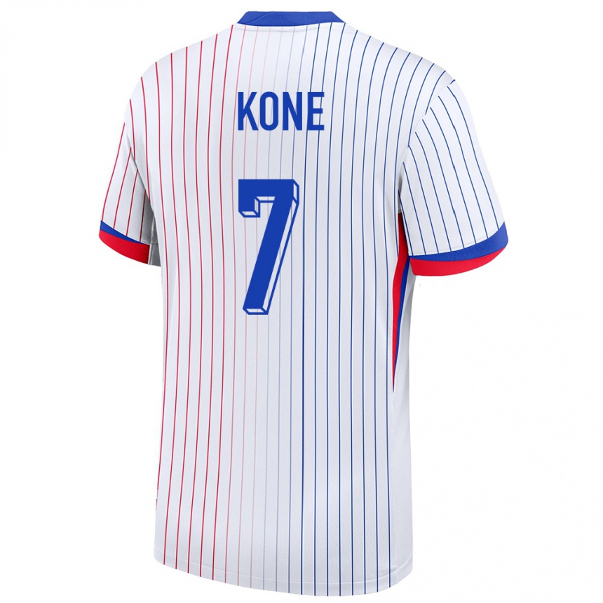 Damen Fußball Frankreich Kouadio Kone #7 Weiß Auswärtstrikot Trikot 24-26 T-Shirt Luxemburg