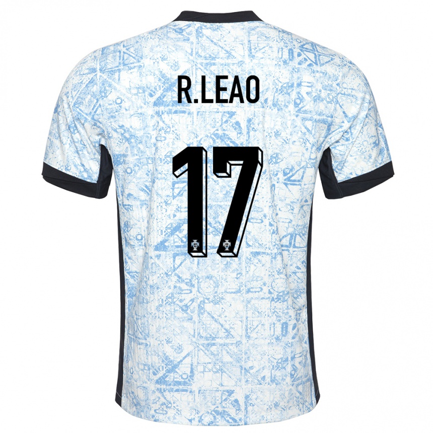 Damen Fußball Portugal Rafael Leao #17 Cremeblau Auswärtstrikot Trikot 24-26 T-Shirt Luxemburg