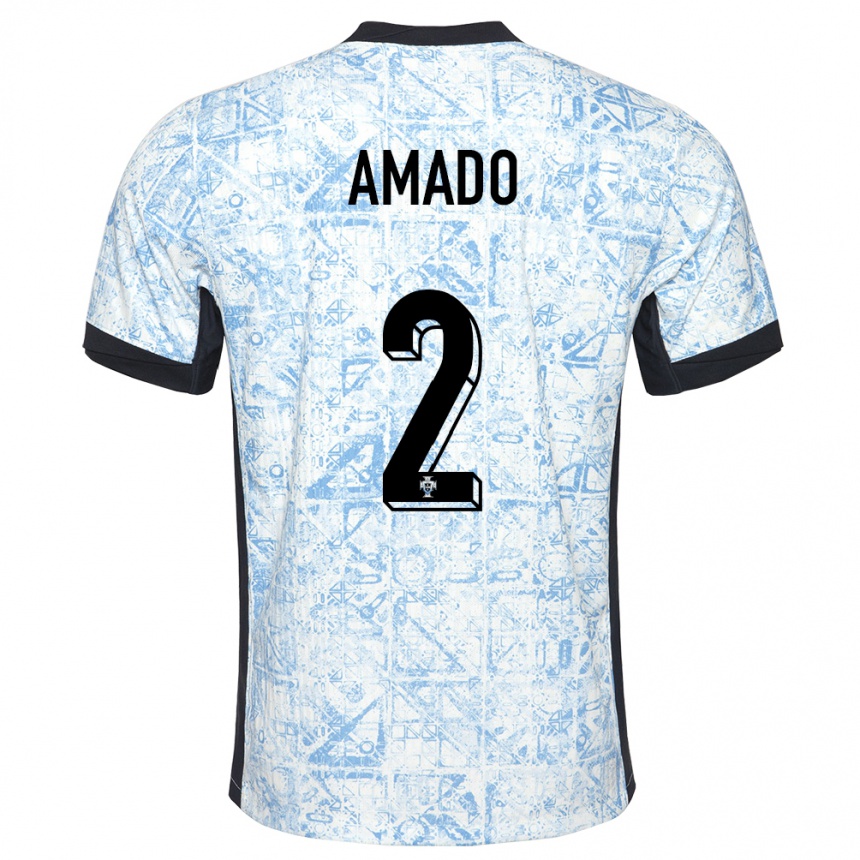 Damen Fußball Portugal Catarina Amado #2 Cremeblau Auswärtstrikot Trikot 24-26 T-Shirt Luxemburg