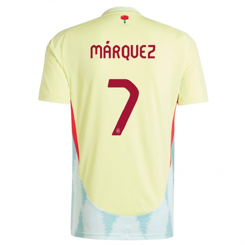 Damen Fußball Spanien Rosa Marquez #7 Gelb Auswärtstrikot Trikot 24-26 T-Shirt Luxemburg