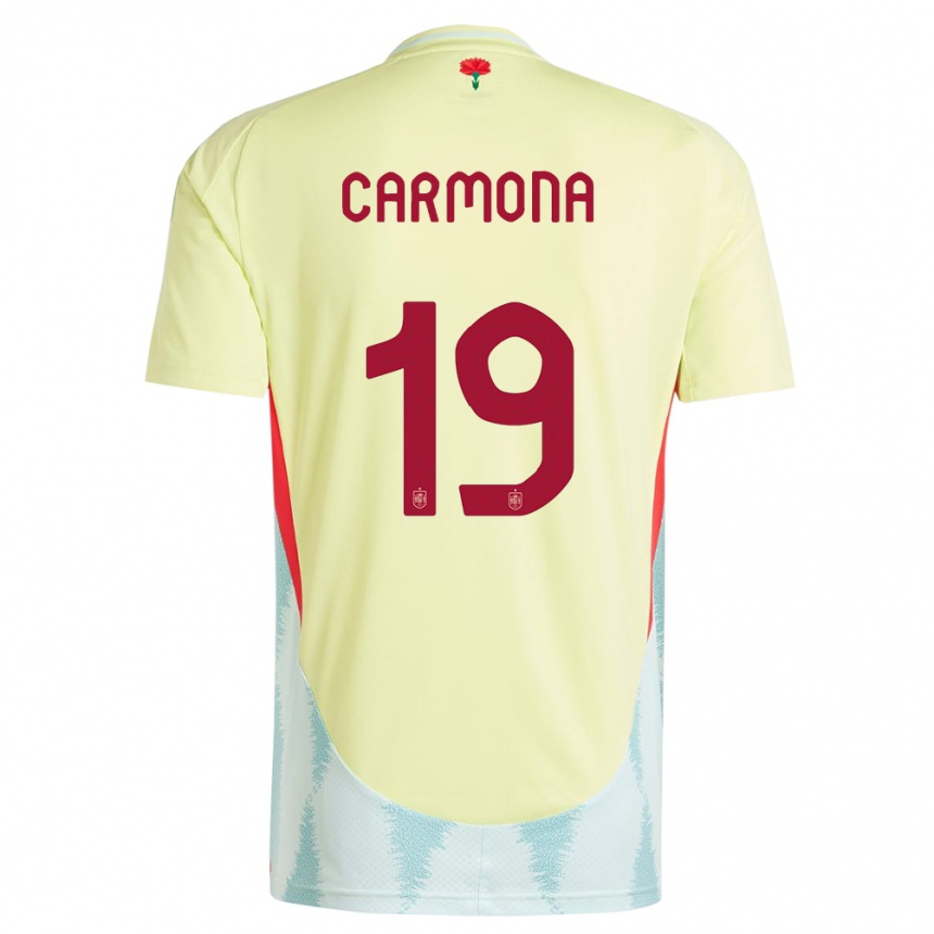 Damen Fußball Spanien Olga Carmona #19 Gelb Auswärtstrikot Trikot 24-26 T-Shirt Luxemburg