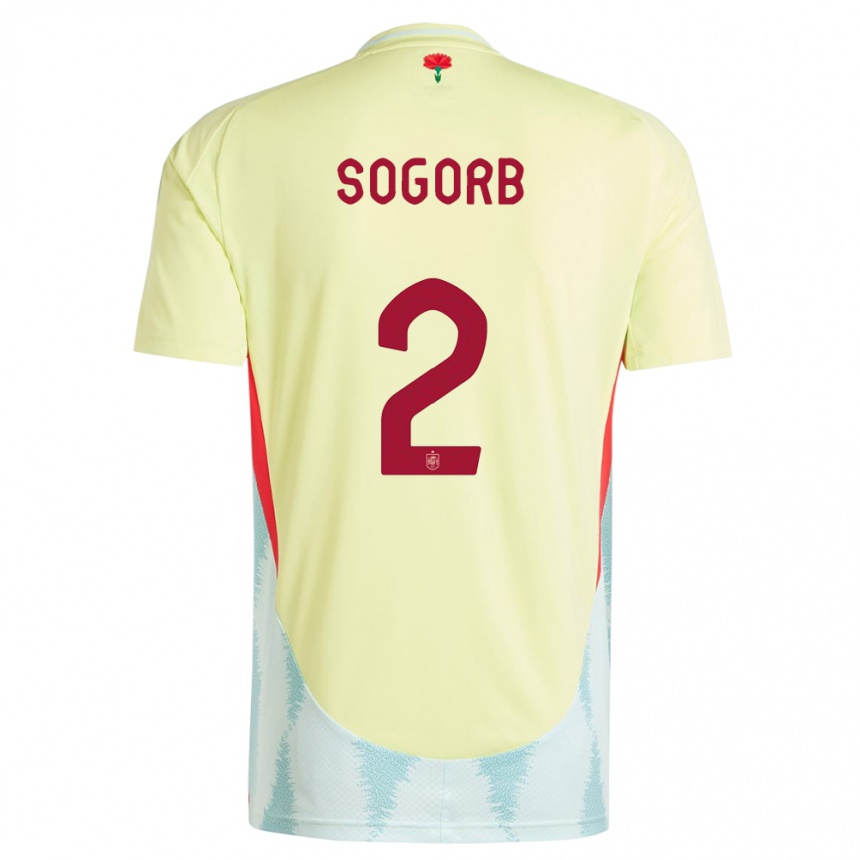 Damen Fußball Spanien Carles Sogorb #2 Gelb Auswärtstrikot Trikot 24-26 T-Shirt Luxemburg