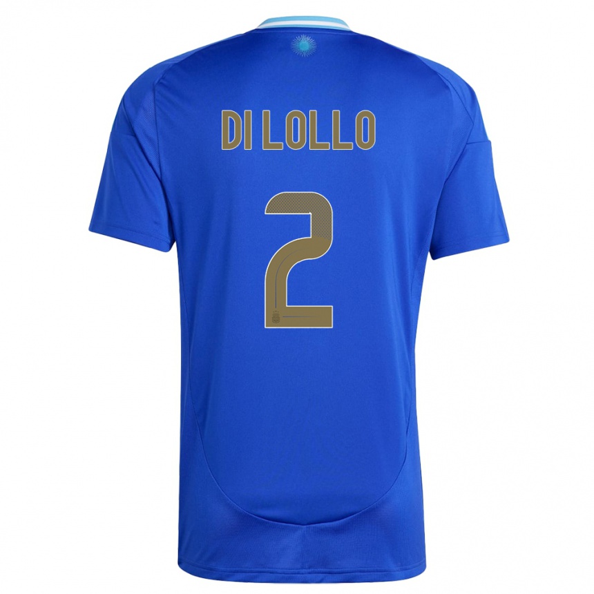 Damen Fußball Argentinien Lautaro Di Lollo #2 Blau Auswärtstrikot Trikot 24-26 T-Shirt Luxemburg