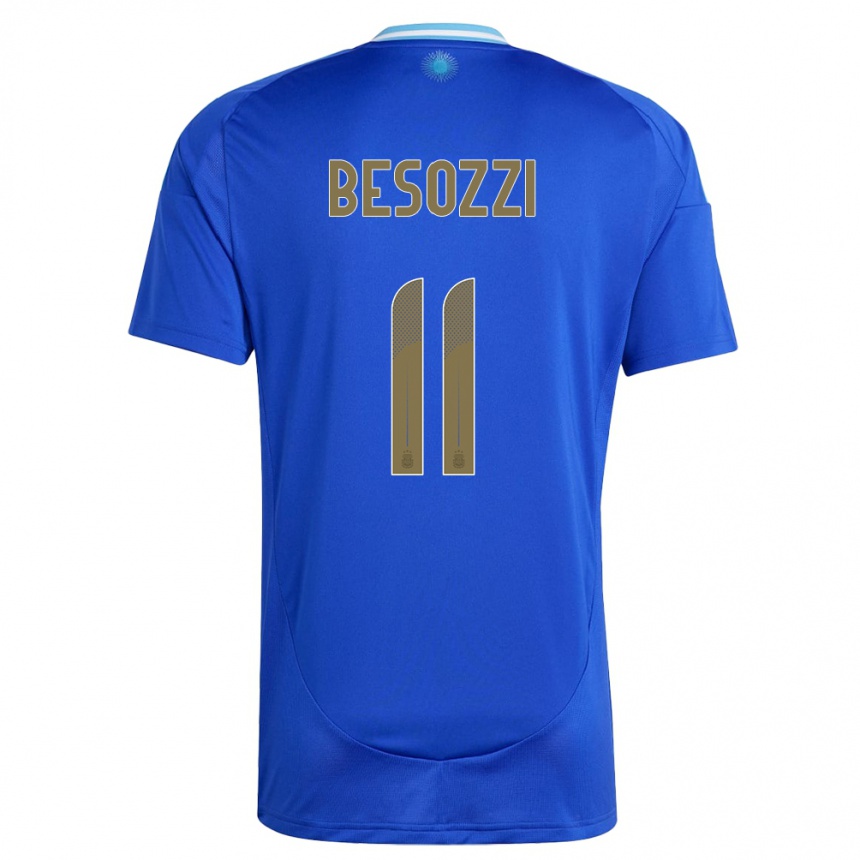 Damen Fußball Argentinien Lucas Besozzi #11 Blau Auswärtstrikot Trikot 24-26 T-Shirt Luxemburg