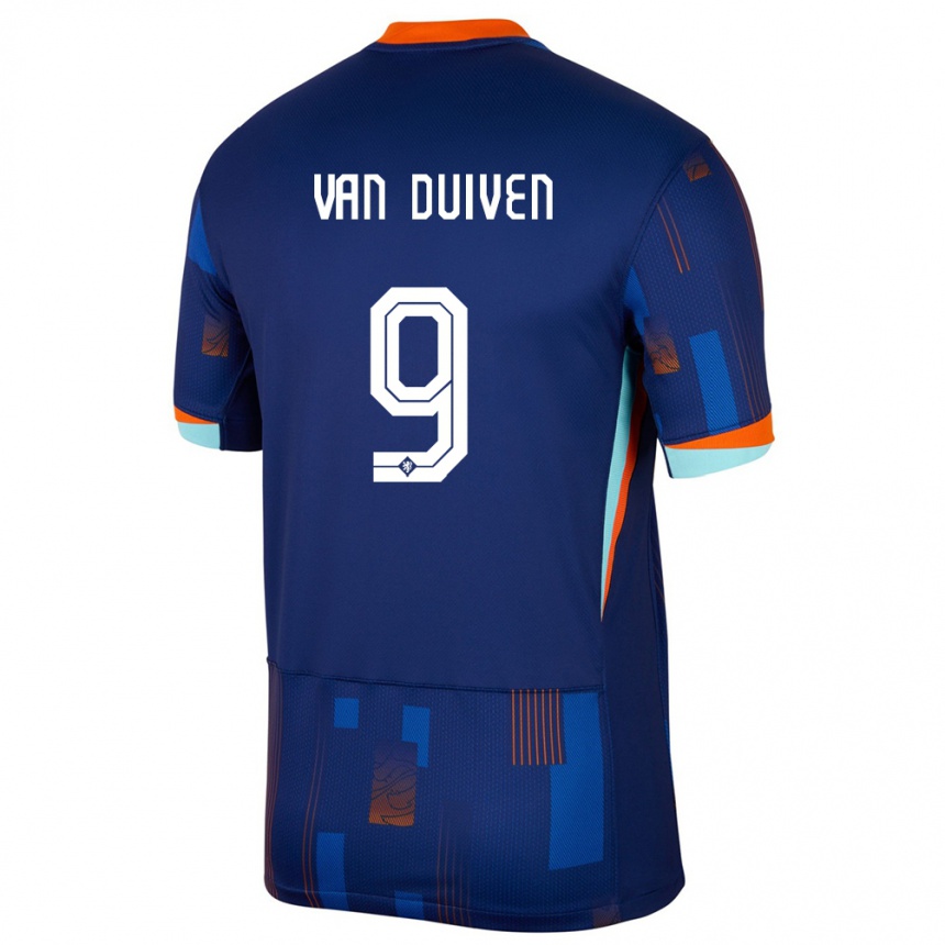 Damen Fußball Niederlande Jason Van Duiven #9 Blau Auswärtstrikot Trikot 24-26 T-Shirt Luxemburg