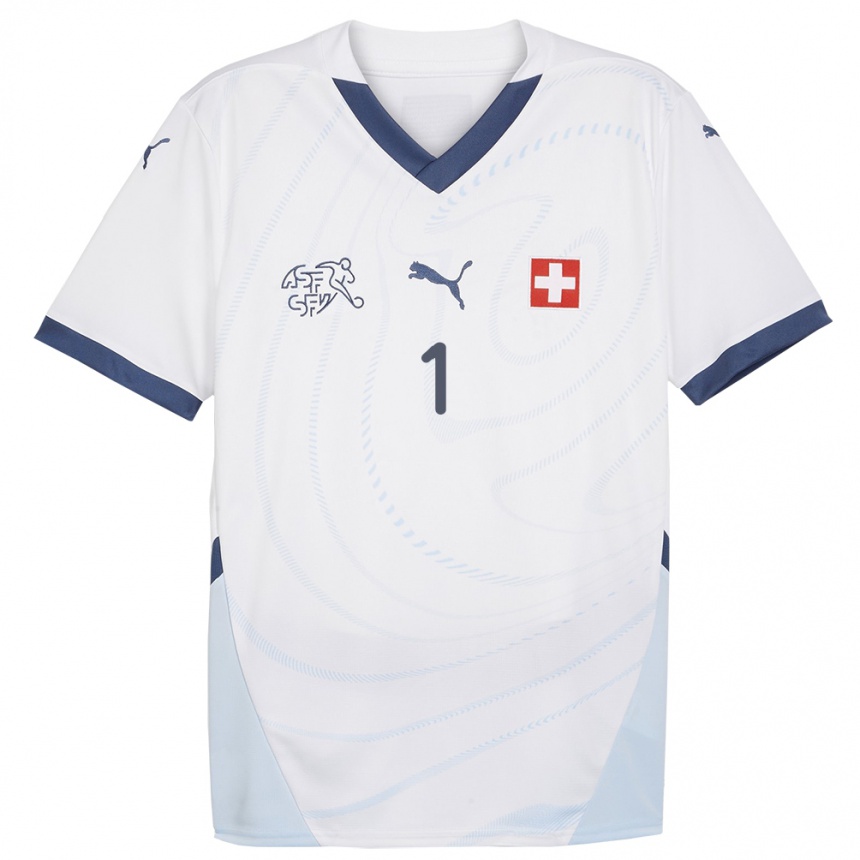 Damen Fußball Schweiz Tim Spycher #1 Weiß Auswärtstrikot Trikot 24-26 T-Shirt Luxemburg