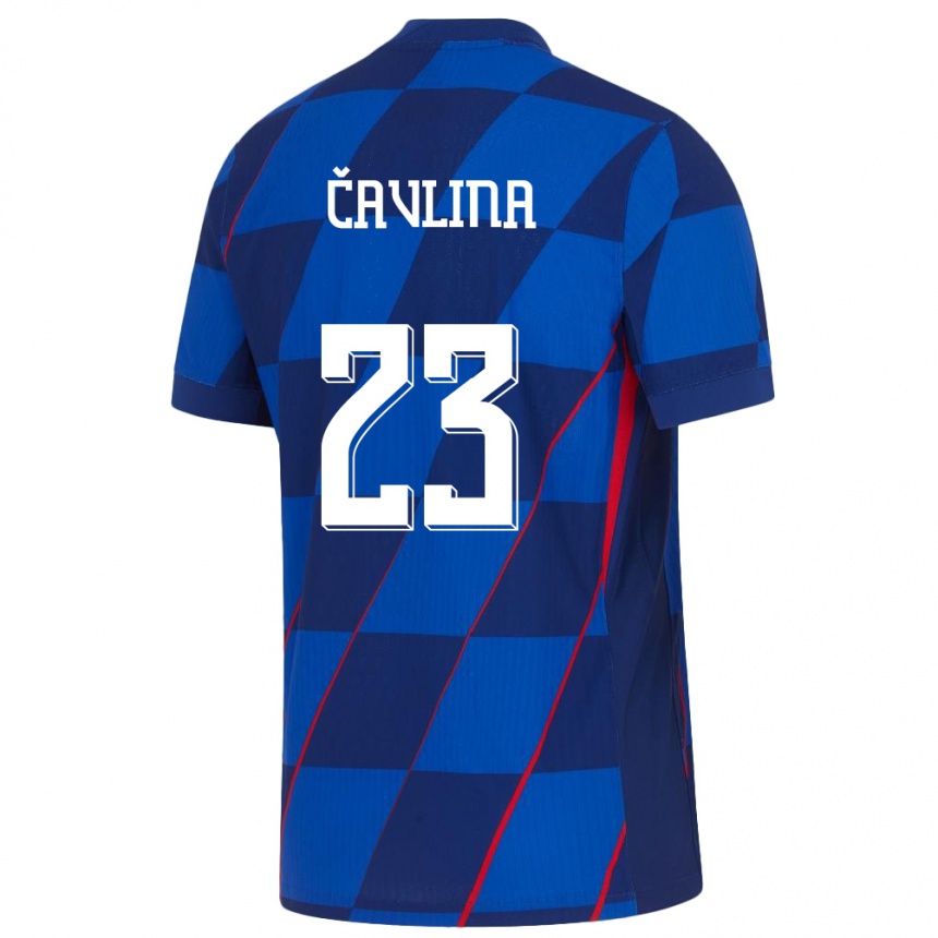 Damen Fußball Kroatien Nikola Cavlina #23 Blau Auswärtstrikot Trikot 24-26 T-Shirt Luxemburg