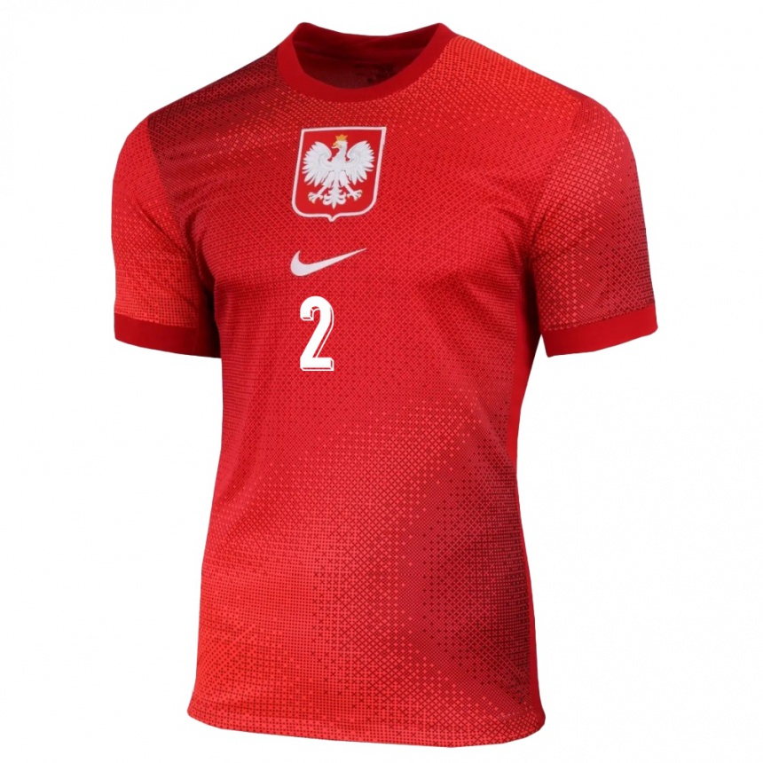 Damen Fußball Polen Martyna Wiankowska #2 Rot Auswärtstrikot Trikot 24-26 T-Shirt Luxemburg