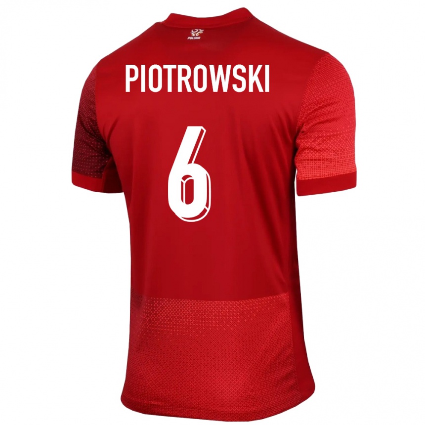 Damen Fußball Polen Jakub Piotrowski #6 Rot Auswärtstrikot Trikot 24-26 T-Shirt Luxemburg