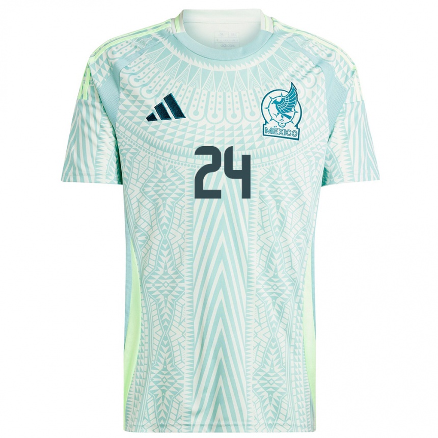 Damen Fußball Mexiko Luis Chavez #24 Leinengrün Auswärtstrikot Trikot 24-26 T-Shirt Luxemburg