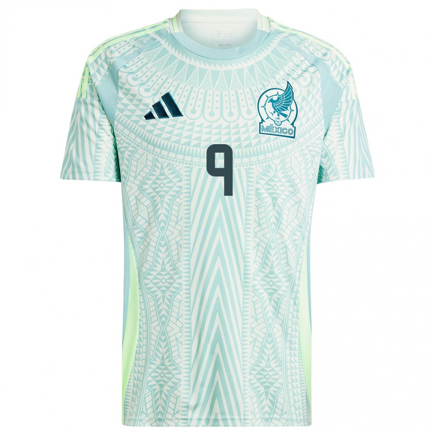 Damen Fußball Mexiko Charlyn Corral #9 Leinengrün Auswärtstrikot Trikot 24-26 T-Shirt Luxemburg