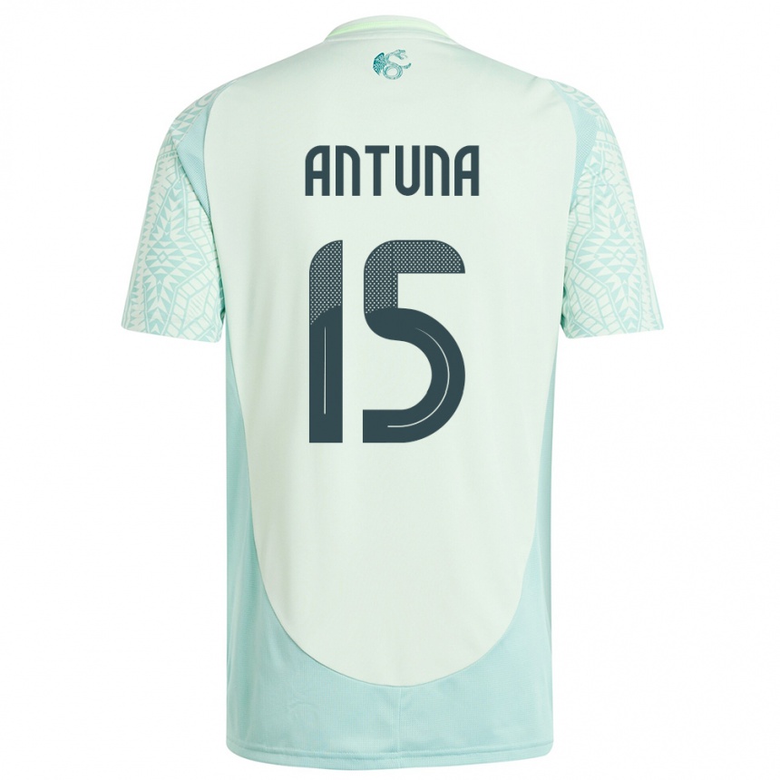 Damen Fußball Mexiko Uriel Antuna #15 Leinengrün Auswärtstrikot Trikot 24-26 T-Shirt Luxemburg