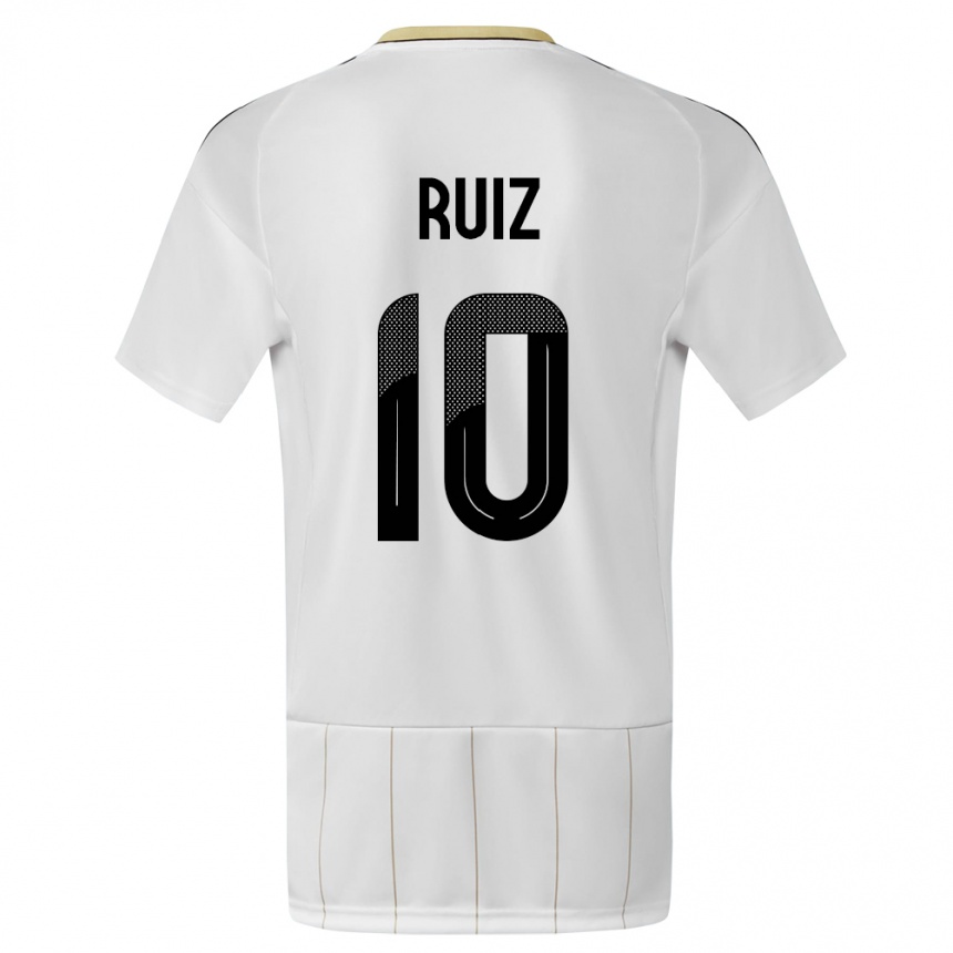 Damen Fußball Costa Rica Bryan Ruiz #10 Weiß Auswärtstrikot Trikot 24-26 T-Shirt Luxemburg