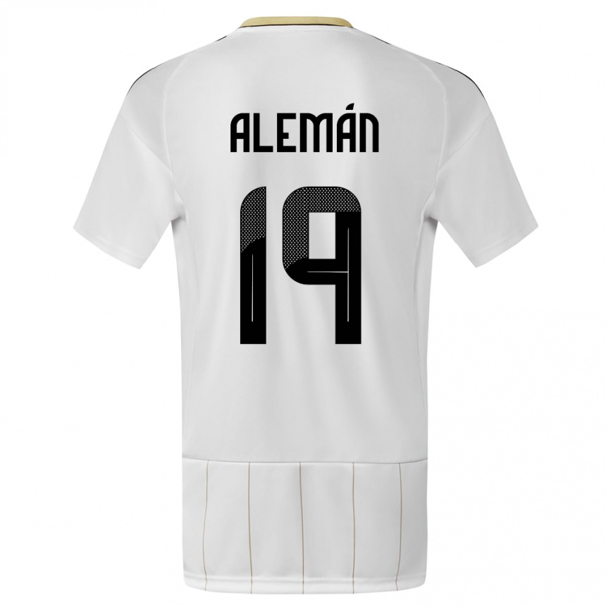 Damen Fußball Costa Rica Fabricio Aleman #19 Weiß Auswärtstrikot Trikot 24-26 T-Shirt Luxemburg