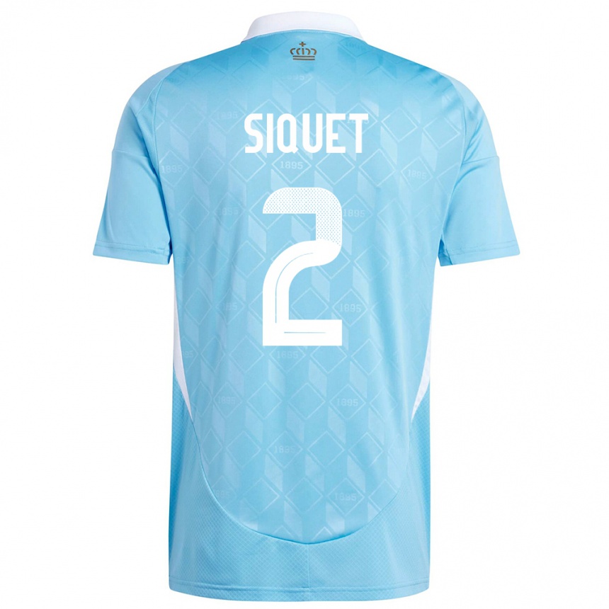 Damen Fußball Belgien Hugo Siquet #2 Blau Auswärtstrikot Trikot 24-26 T-Shirt Luxemburg