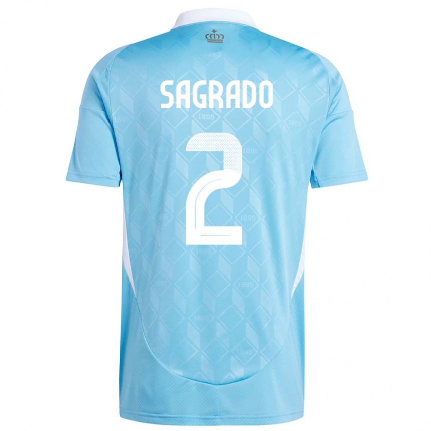 Damen Fußball Belgien Richie Sagrado #2 Blau Auswärtstrikot Trikot 24-26 T-Shirt Luxemburg