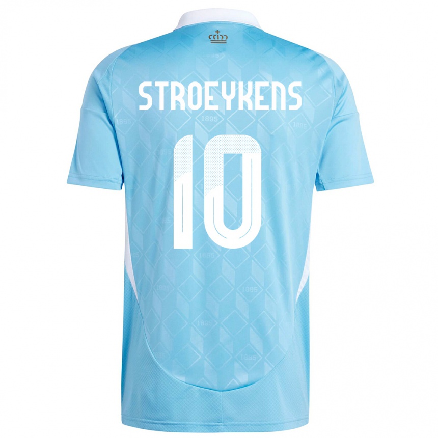 Damen Fußball Belgien Mario Stroeykens #10 Blau Auswärtstrikot Trikot 24-26 T-Shirt Luxemburg
