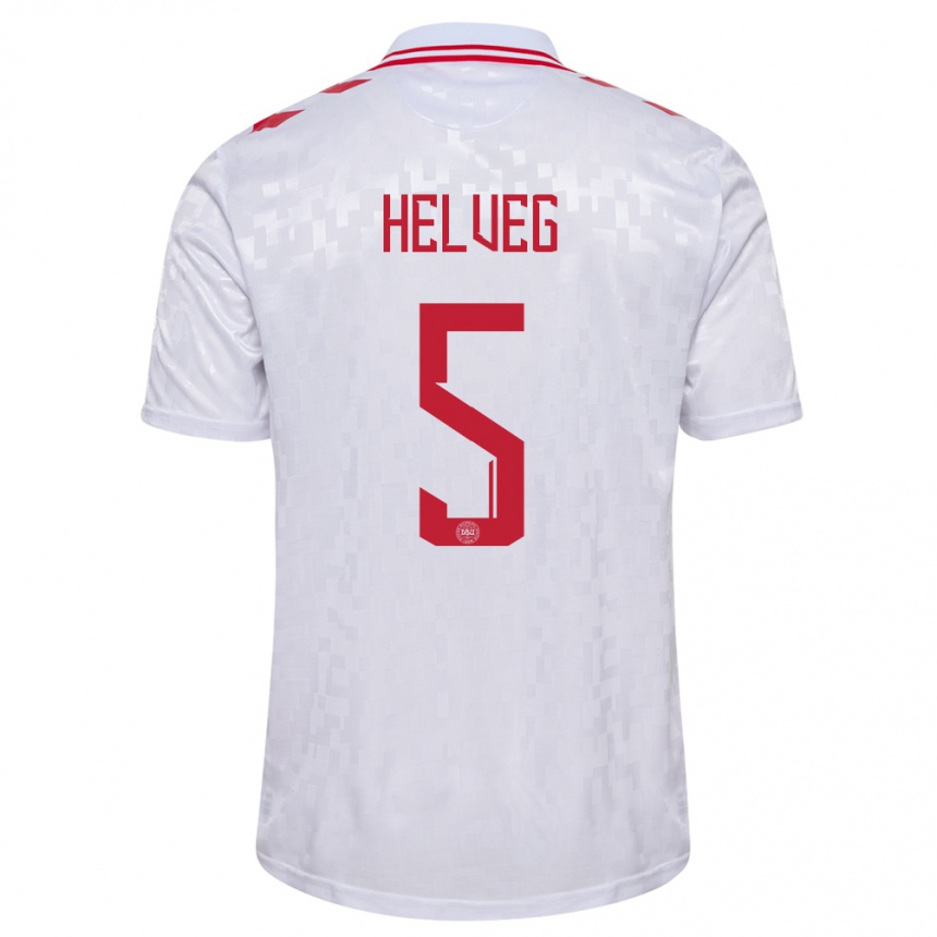 Damen Fußball Dänemark Richard Helveg #5 Weiß Auswärtstrikot Trikot 24-26 T-Shirt Luxemburg