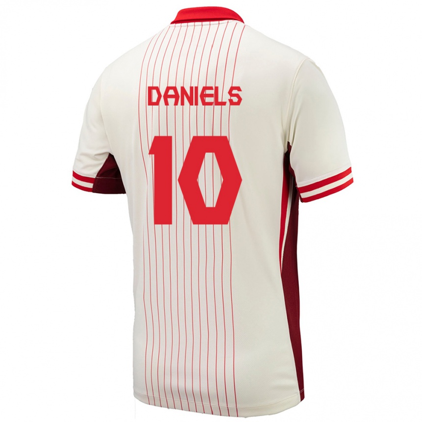 Damen Fußball Kanada Aidan Daniels #10 Weiß Auswärtstrikot Trikot 24-26 T-Shirt Luxemburg