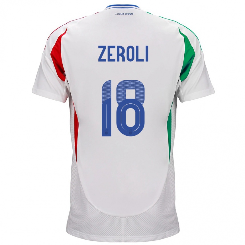 Damen Fußball Italien Kevin Zeroli #18 Weiß Auswärtstrikot Trikot 24-26 T-Shirt Luxemburg
