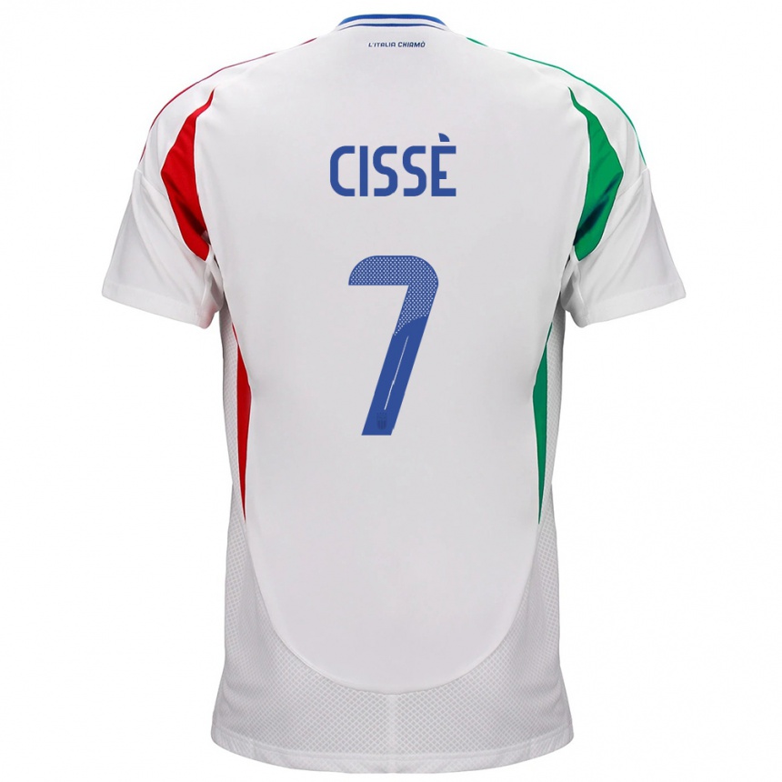 Damen Fußball Italien Alphadjo Cissè #7 Weiß Auswärtstrikot Trikot 24-26 T-Shirt Luxemburg