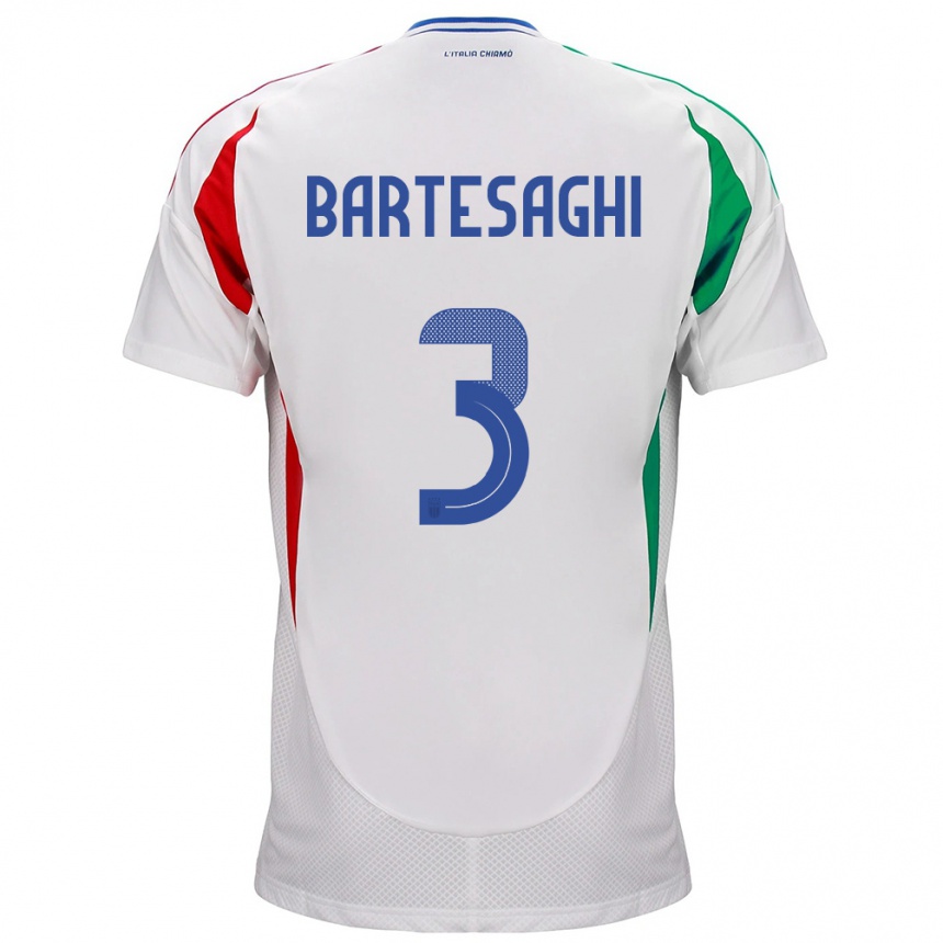 Damen Fußball Italien Davide Bartesaghi #3 Weiß Auswärtstrikot Trikot 24-26 T-Shirt Luxemburg