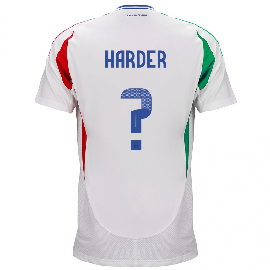 Damen Fußball Italien Jonas Harder #0 Weiß Auswärtstrikot Trikot 24-26 T-Shirt Luxemburg