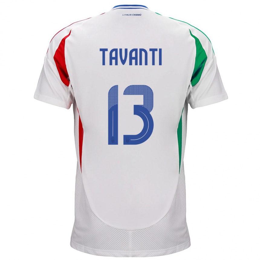 Damen Fußball Italien Samuele Tavanti #13 Weiß Auswärtstrikot Trikot 24-26 T-Shirt Luxemburg