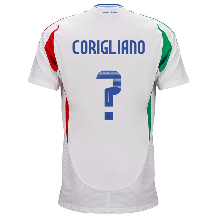 Damen Fußball Italien Thomas Corigliano #0 Weiß Auswärtstrikot Trikot 24-26 T-Shirt Luxemburg