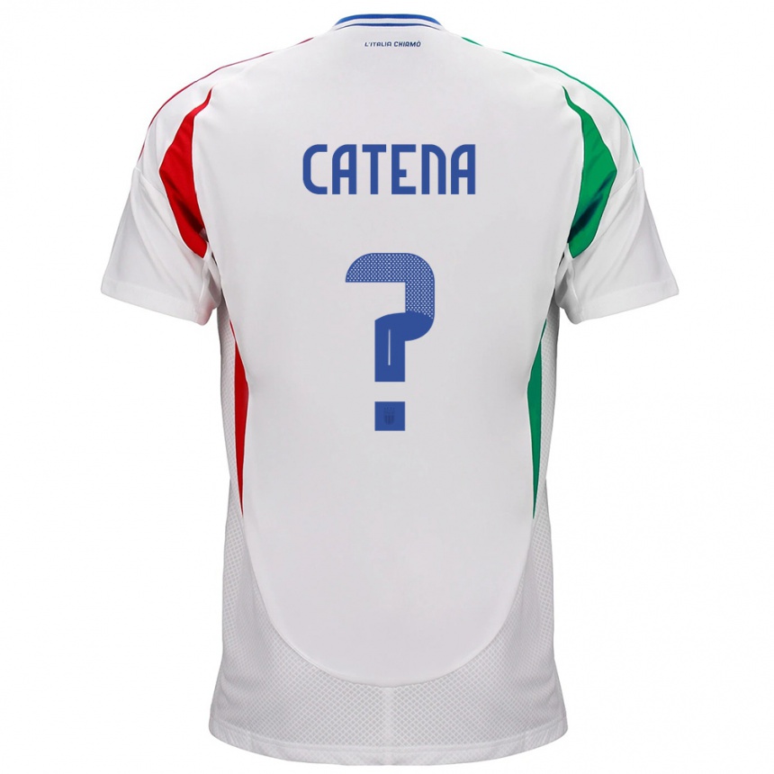 Damen Fußball Italien Michela Catena #0 Weiß Auswärtstrikot Trikot 24-26 T-Shirt Luxemburg