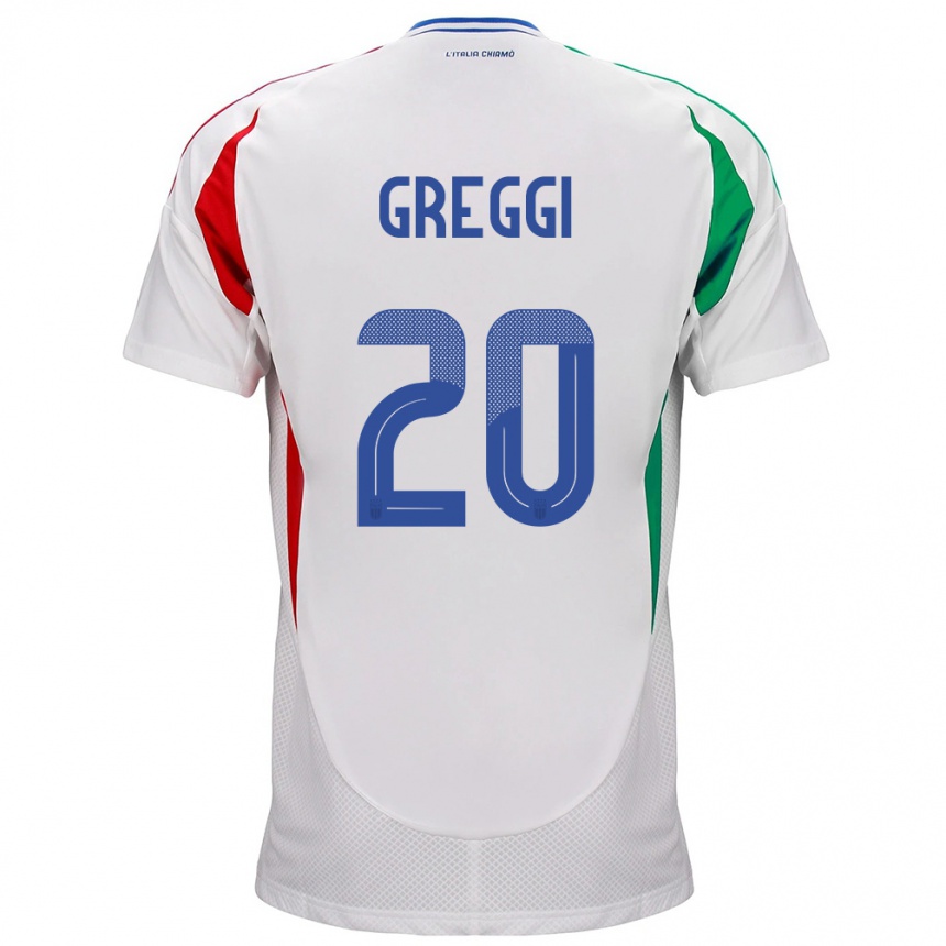 Damen Fußball Italien Giada Greggi #20 Weiß Auswärtstrikot Trikot 24-26 T-Shirt Luxemburg