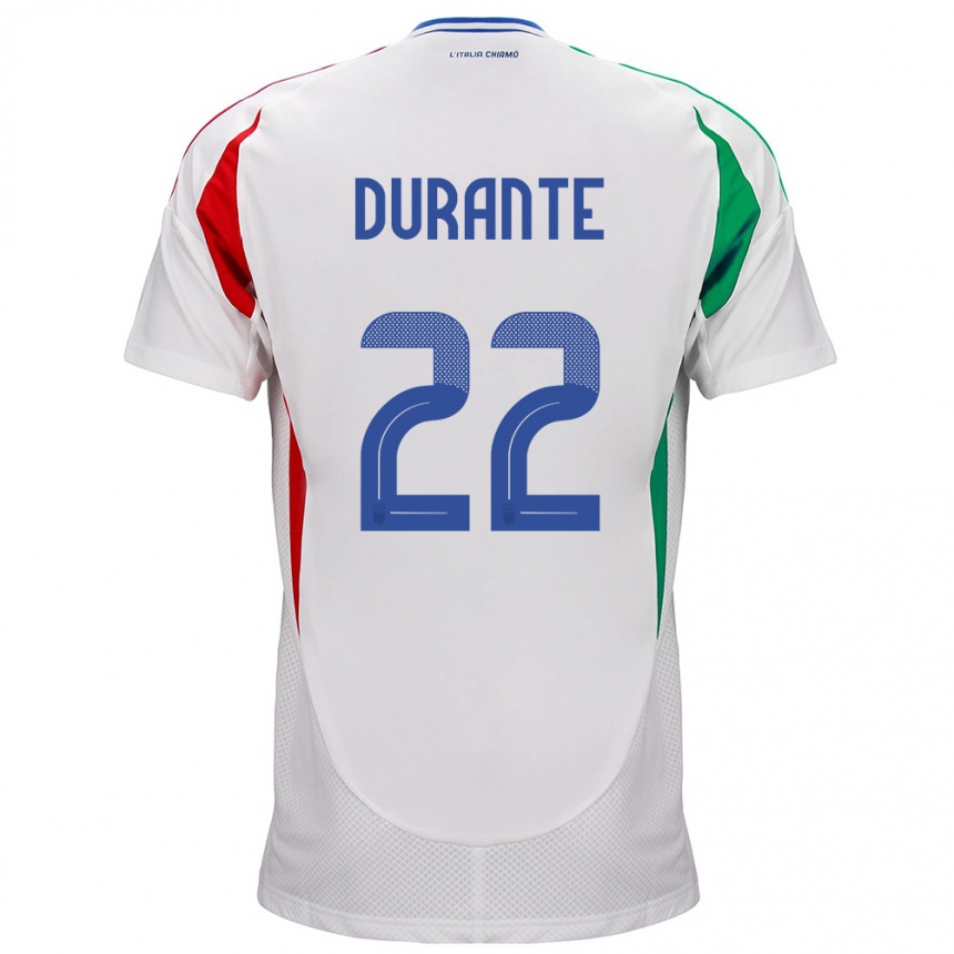 Damen Fußball Italien Francesca Durante #22 Weiß Auswärtstrikot Trikot 24-26 T-Shirt Luxemburg